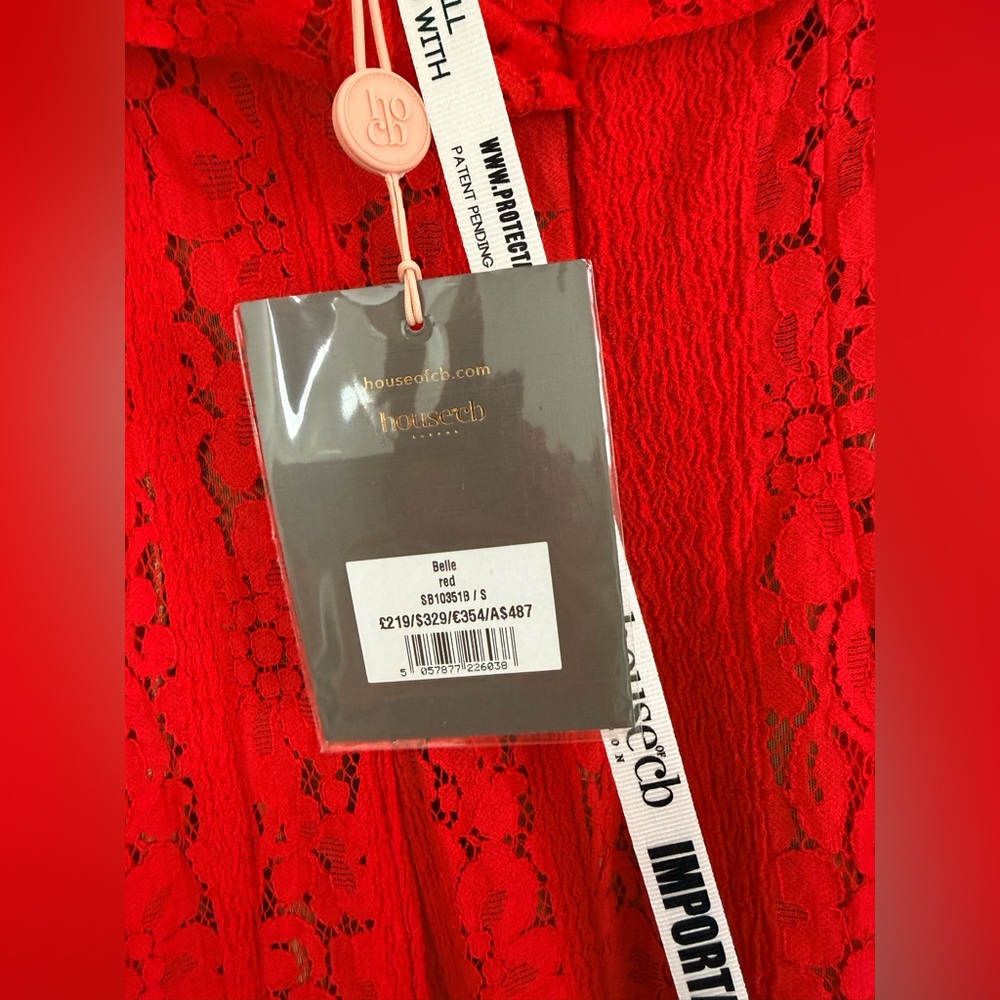 House of CB Belle Off the Shoulder Long Sleeve Mermaid Gown RED - Picture 7 of 7